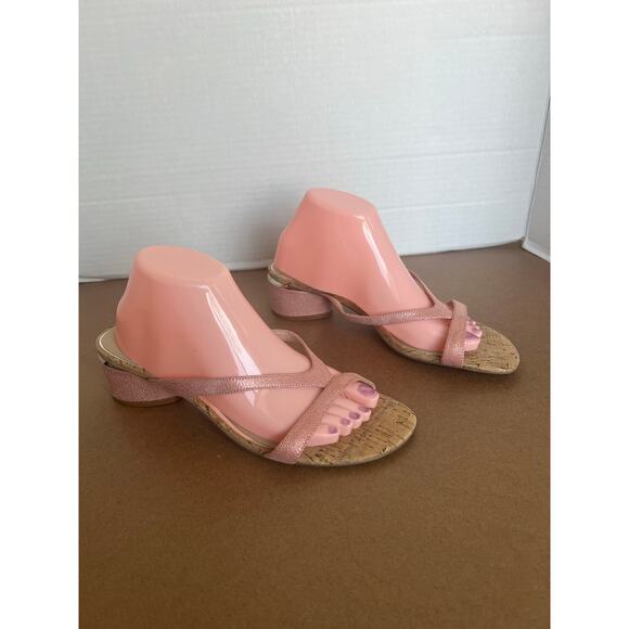 NWT Donald Pliner MIDA Rose Metallic Strappy Mule Block Heel Slip On Sandal 10M - Picture 3 of 10